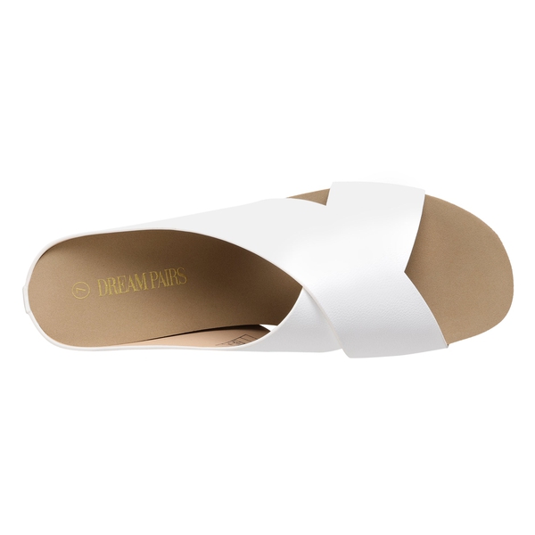 Platform Criss-Cross Flat Sandals - WHITE PU - 3